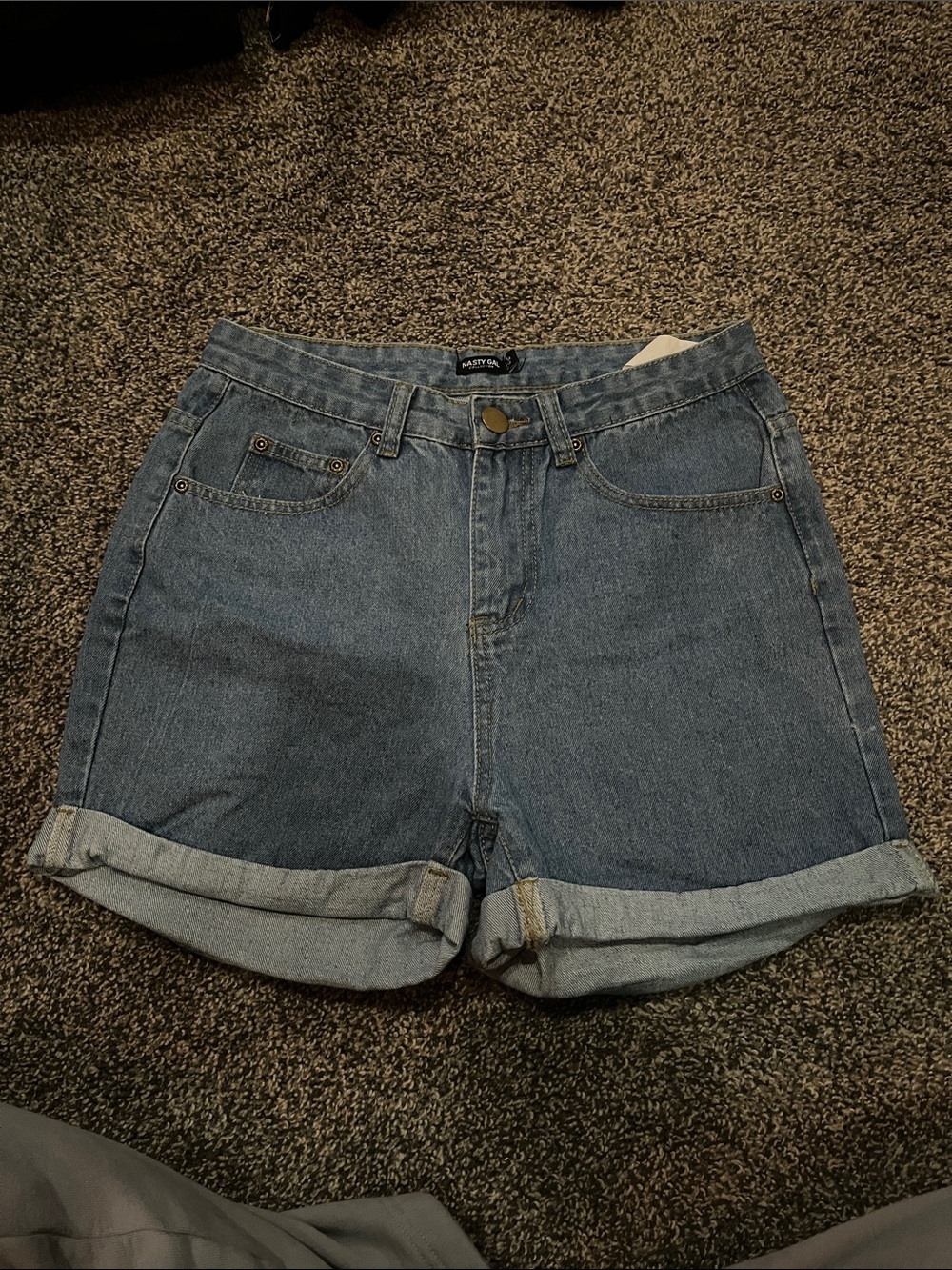 Nasty Gal Classic Rolled Hem Denim Shorts in Blue